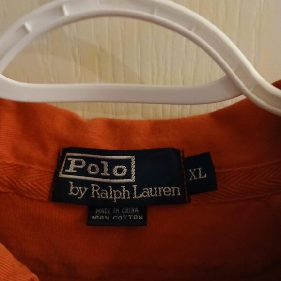Vintage 90s Polo Ralph Lauren Orange Rugby Long-Sleeve Shirt Padded Elbows XL - Picture 4 of 5